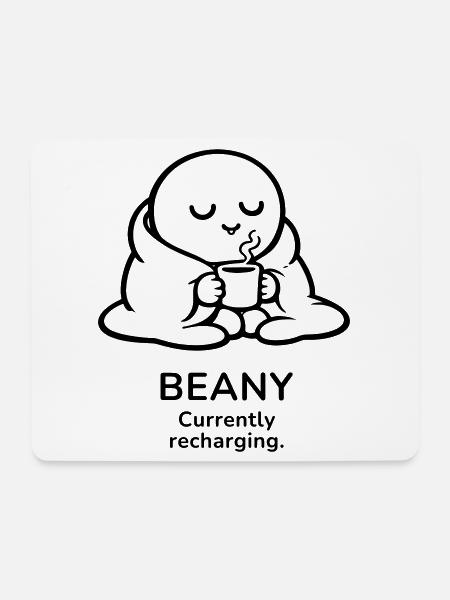 Beany – Currently Recharging | Cozy Coffee Mood - Mouse Pad (horizontal) - white