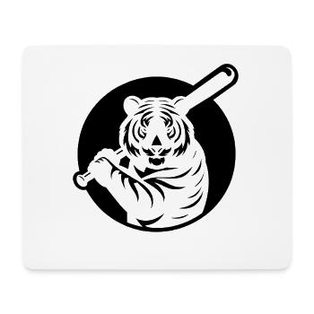 Silhouette minimaliste du joueur de baseball Tiger - Tapis de souris (format paysage) - blanc - Devant