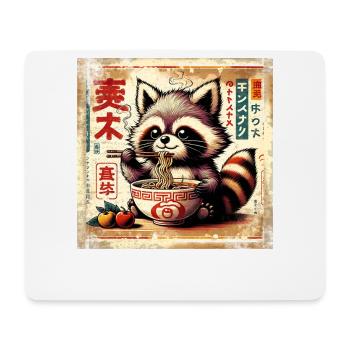 Waschbär Ramen Vintage Poster Style - Mousepad (Querformat) - Weiß - Vorne