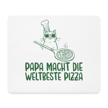 Papa macht die weltbeste Pizza Retro Katze - Mousepad (Querformat) - Weiß - Vorne