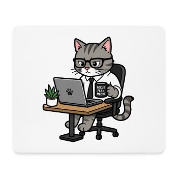 focus-plan-meow - Mouse Pad (horizontal) - white - Front