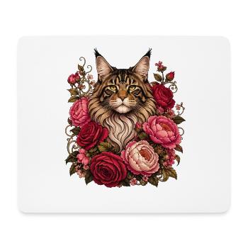 Cat in a wreath of flowers - Mouse Pad (horizontal) - white - Front