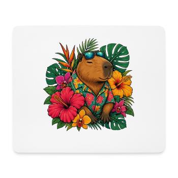Ours hawaïen avec hibiscus - Tapis de souris (format paysage) - blanc - Devant