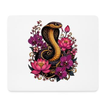 Magie du cobra et des fleurs - Tapis de souris (format paysage) - blanc - Devant