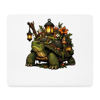 Tortue lanterne dans le jardin forestier - Tapis de souris (format paysage) - blanc - Devant