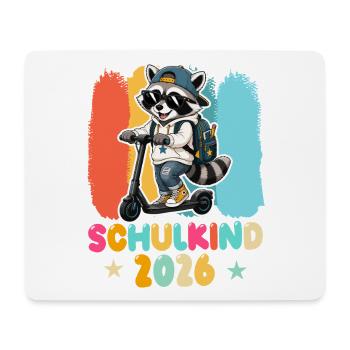 Einschulung Schulkind 2026 Junge Mädchen Waschbär - Mousepad (Querformat) - Weiß - Vorne