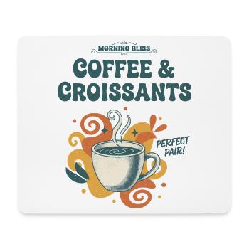 Petit-déjeuner, bonheur du matin, café et croissants - Tapis de souris (format paysage) - blanc - Devant