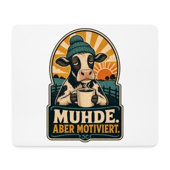 Muhde Aber Motiviert Kuh Shirt - Mousepad (Querformat) - Weiß - Vorne