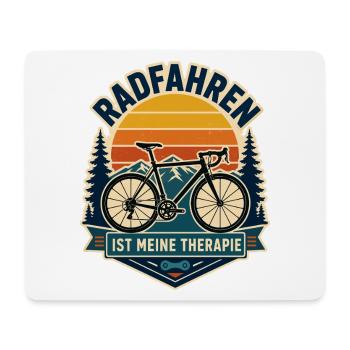Radfahren ist meine Therapie – Retro Bergtour - Mousepad (Querformat) - Weiß - Vorne