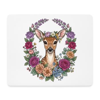 Deer Fawn Flowers Folk Festival Traditional Costumes Replacement Women - Mouse Pad (horizontal) - white - Front