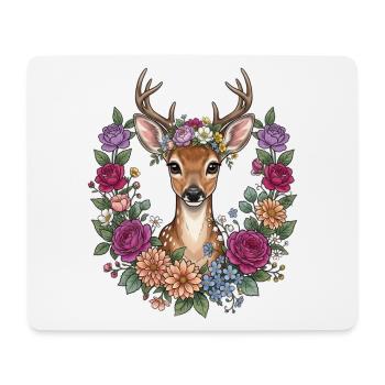 Deer Fawn Flowers Folk Festival Traditional Costumes Replacement Women - Mouse Pad (horizontal) - white - Front