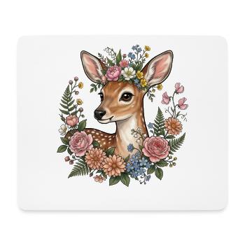 Deer Fawn Flowers Folk Festival Traditional Costumes Replacement Women - Mouse Pad (horizontal) - white - Front