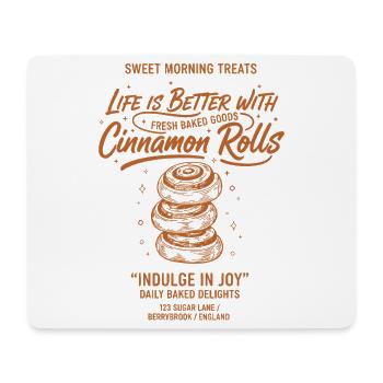 La vie au petit-déjeuner est meilleure avec des roulés à la cannelle - Tapis de souris (format paysage) - blanc - Devant