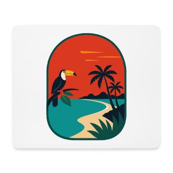 Panorama côtier tropical avec toucan - Tapis de souris (format paysage) - blanc - Devant