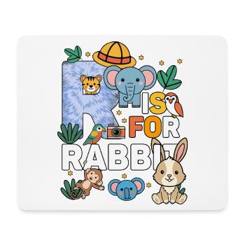 R c’est pour Fête du zoo de lapins Anniversaire du zoo de la jungle - Tapis de souris (format paysage) - blanc - Devant