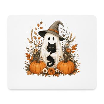 Halloween, Geist, Schwarze Katze - Mousepad (Querformat) - Weiß - Vorne