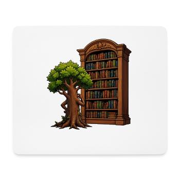 Arbre rencontrant la bibliothèque - Tapis de souris (format paysage) - blanc - Devant