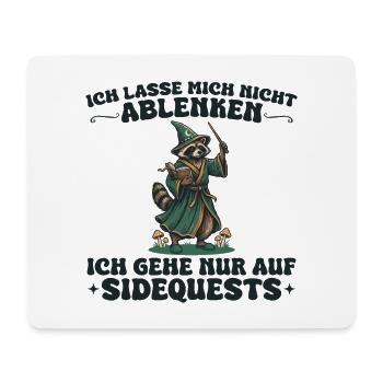 Waschbär Zauberer – Ich gehe auf Sidequests - Mousepad (Querformat) - Weiß - Vorne