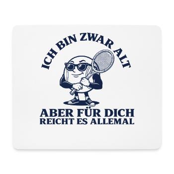 Tennis Bin zwar alt Lustiger Retro Tennisspieler - Mousepad (Querformat) - Weiß - Vorne