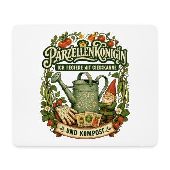Parzellenkönigin mit Gießkanne und Kompost - Mousepad (Querformat) - Weiß - Vorne