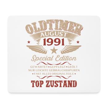35. Geburtstag Geschenk Mann Oldtimer 1991 August - Mousepad (Querformat) - Weiß - Vorne