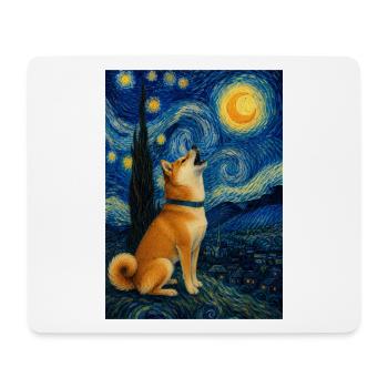 Shiba Inu Starry Night Kawaii Doge Art - Mouse Pad (horizontal) - white - Front