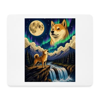 Shiba Inu Howling Moon Doge Kawaii - Mouse Pad (horizontal) - white - Front