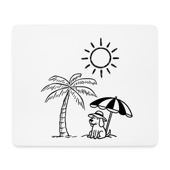 Drôle de design de chien sur la plage - Tapis de souris (format paysage) - blanc - Devant