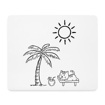 Un design drôle avec un chat sur la plage - Tapis de souris (format paysage) - blanc - Devant