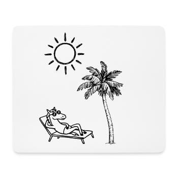 Cheval drôle sur la plage - Tapis de souris (format paysage) - blanc - Devant