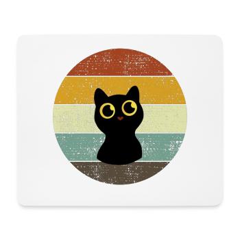 Chat mignon Retro Sunset Style Vintage - Tapis de souris (format paysage) - blanc - Devant