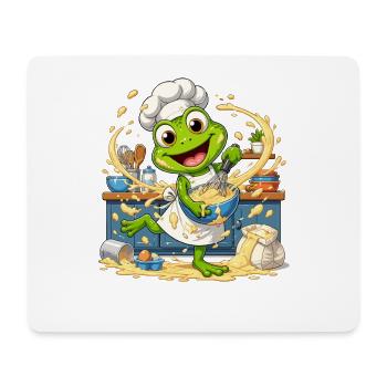 Küchenfrosch Chef: Pfannensplash - Mousepad (Querformat) - Weiß - Vorne