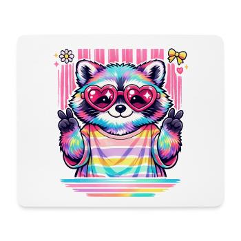 Rainbow Panda with Heart Glasses - Mouse Pad (horizontal) - white - Front