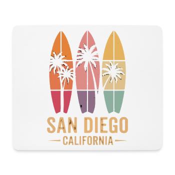 Surfer Palm Trees Retro San Diego - Mouse Pad (horizontal) - white - Front