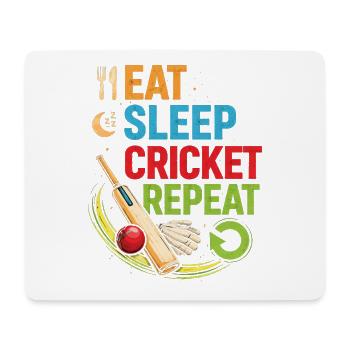 Cricket Essen Schlafen Wiederholen - Mousepad (Querformat) - Weiß - Vorne