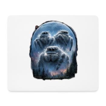 Jumping Spiders Moonlit Night Kawaii Chibi Jumper Spider - Mouse Pad (horizontal) - white - Front