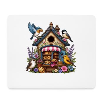 Vogelbäckerei im Blumengarten - Mousepad (Querformat) - Weiß - Vorne