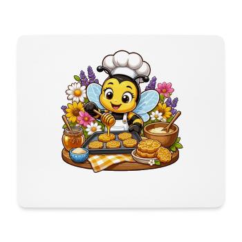 Honeybee chef at breakfast - Mouse Pad (horizontal) - white - Front
