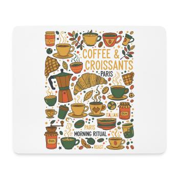 Breakfast Coffee Croissants Funny Brunch Food - Mouse Pad (horizontal) - white - Front