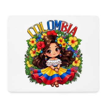 Colombian Flag Colombia Cute Girl - Mouse Pad (horizontal) - white - Front