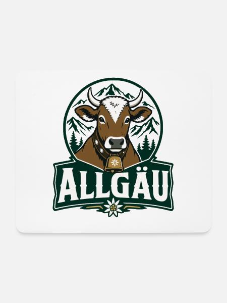 Allgäu Kuh Vintage Edelweiß Bayern Alpen - Mousepad (Querformat) - Weiß