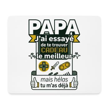 Papa Gamer Humour Cadeau Fête Des Pères Rétro - Tapis de souris (format paysage) - blanc - Devant