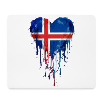 Iceland Nordic Heart Flag Watercolor Painting - Mouse Pad (horizontal) - white - Front