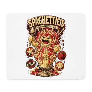 Spaghettieis Vanille Erdbeere Glück Shirt - Mousepad (Querformat) - Weiß - Vorne