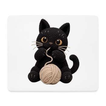 Crochet Chat Noir Crochet Chaton Tricote - Tapis de souris (format paysage) - blanc - Devant