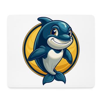 Mascotte Orca Kawaii Personnage de dessin animé Logo clipart - Tapis de souris (format paysage) - blanc - Devant