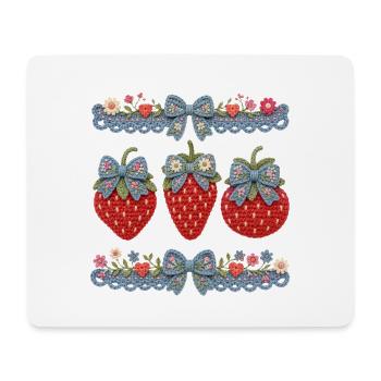 crochet strawberry cottagecore - Mouse Pad (horizontal) - white - Front
