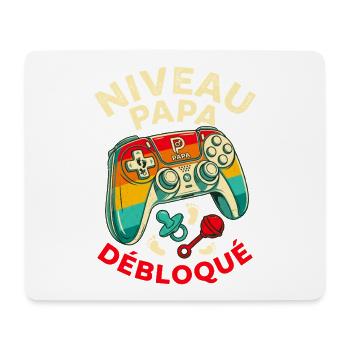 Niveau Papa Débloqué - Cadeau Rétro Humour - Tapis de souris (format paysage) - blanc - Devant