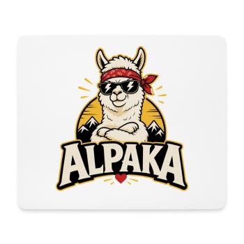 Alpaka Cool Sonnenbrille Lustiges Motiv - Mousepad (Querformat) - Weiß - Vorne