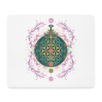 Spiritualité Géométrie Sacrée Fleur de Lotus Zen - Tapis de souris (format paysage) - blanc - Devant